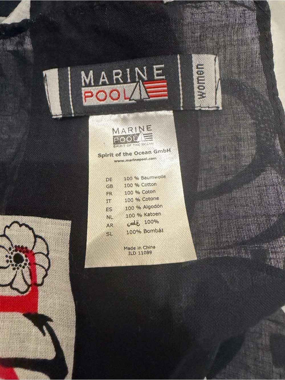 Marinero Cannes Red Anchor Floral Scarf Wrap